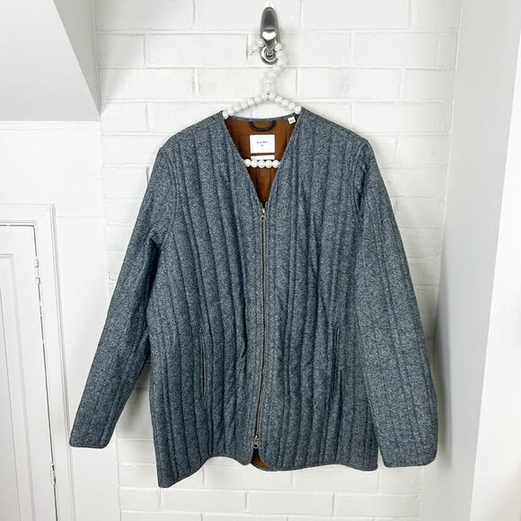 Billy Reid Men’s Grey Quilted Wool Blend Italian Textile Zip Front Coat Size M - Picture 1 of 11